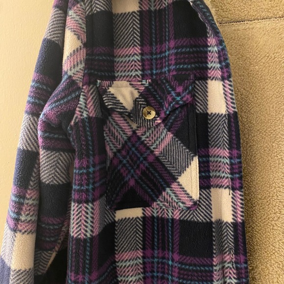 Soho Apparel Purple Plaid Sherpa Lined Shacket Cozy Winter Jacket Medium - Picture 11 of 16